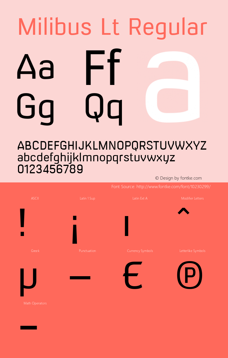 Milibus Lt Regular Version 001.000 Font Sample