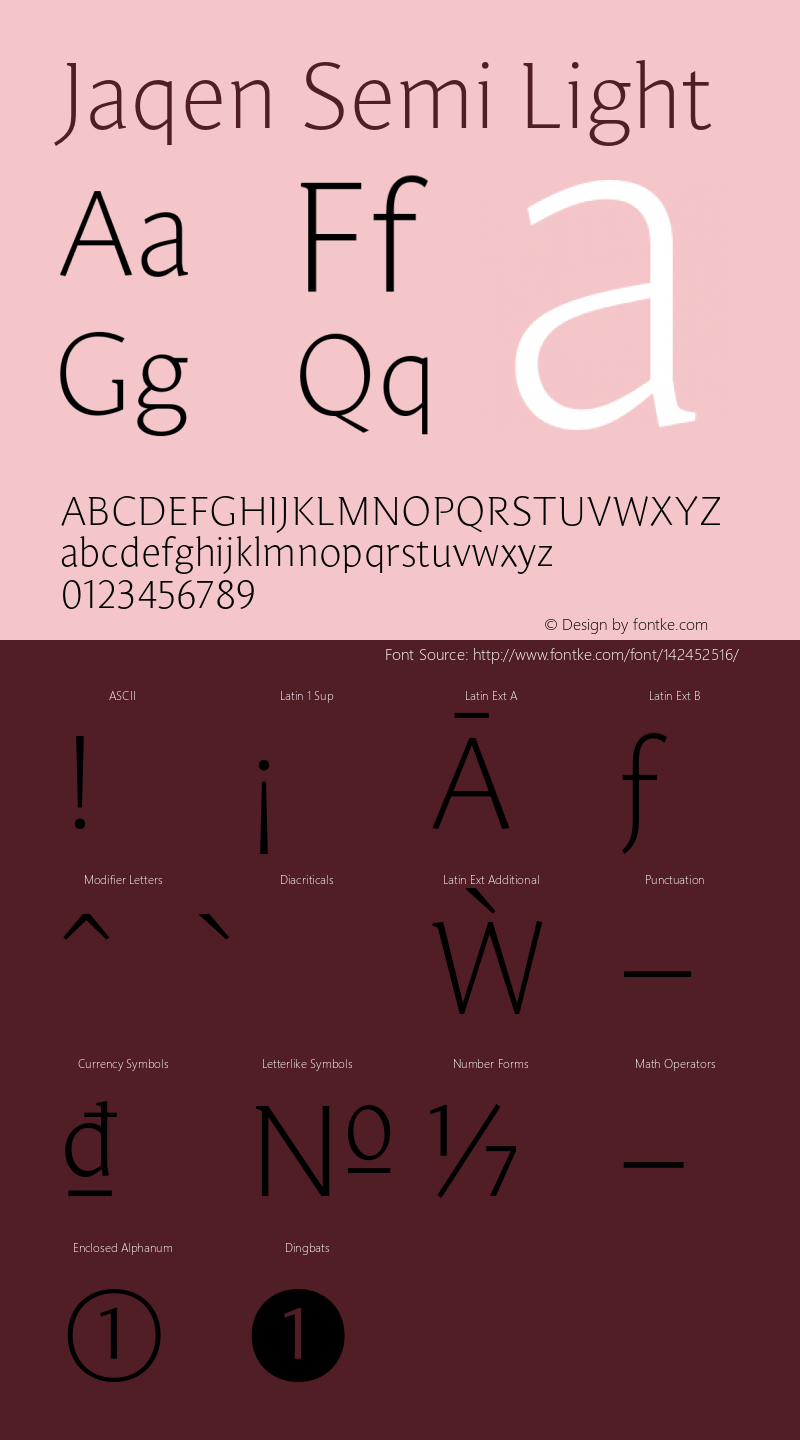 Jaqen Semi Light Version 001.001 June 2020 Font Sample