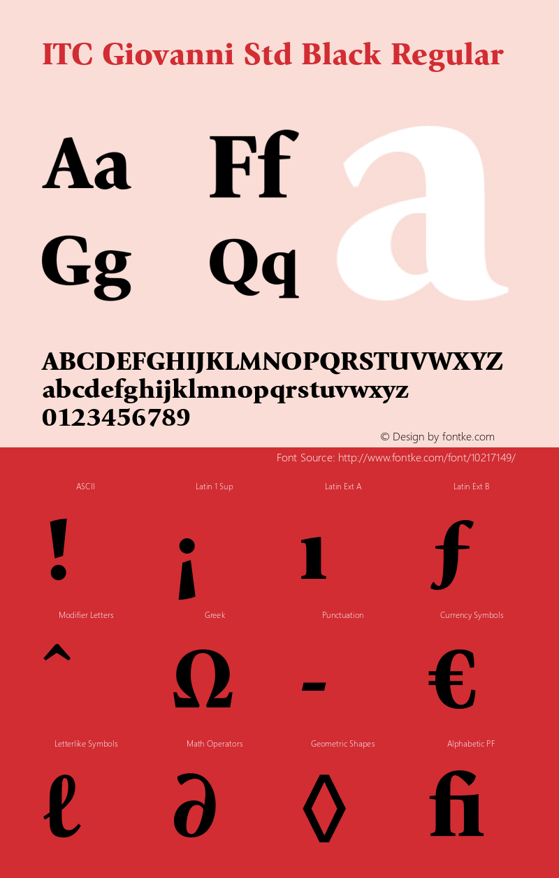 ITC Giovanni Std Black Regular Version 2.031;PS 002.000;hotconv 1.0.50;makeotf.lib2.0.16970 Font Sample