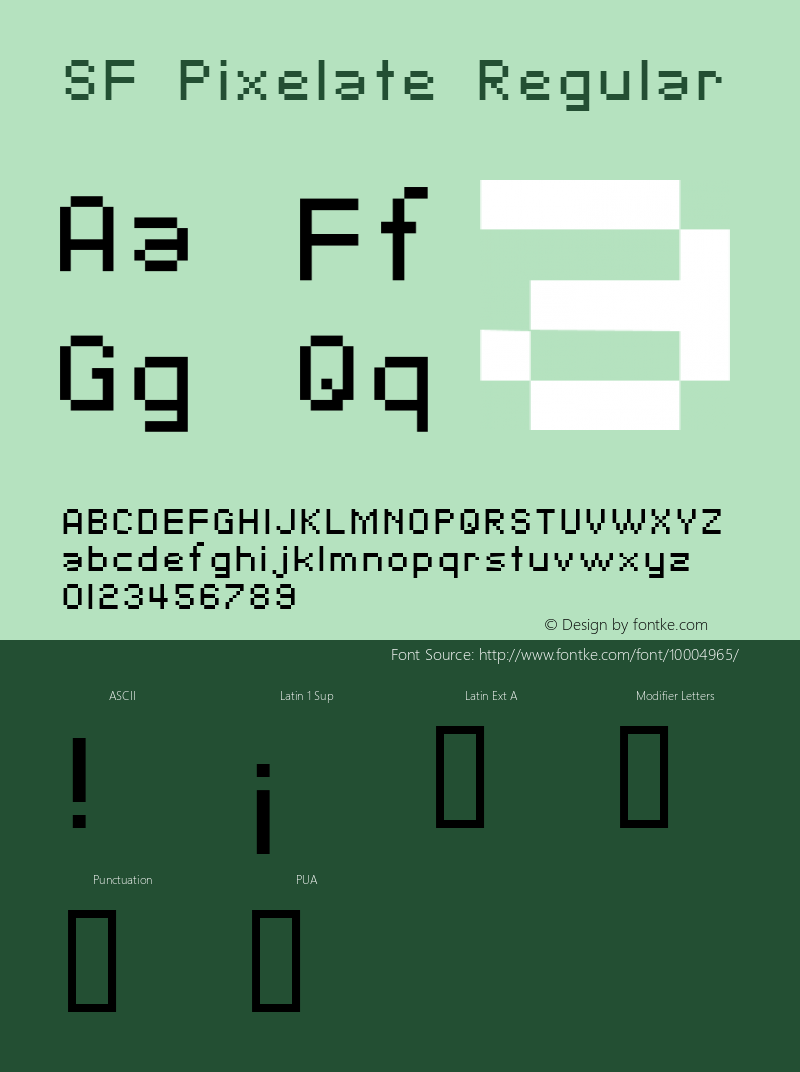 SF Pixelate Regular v1.0 - Freeware Font Sample