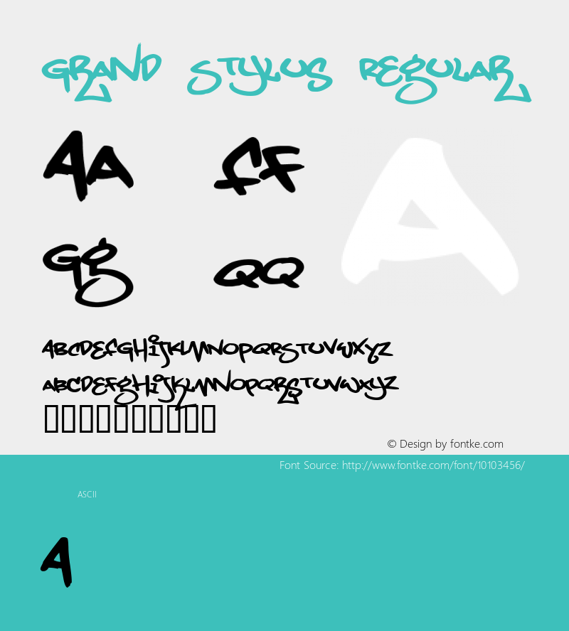 Grand Stylus Regular 2001; 1.0, initial release Font Sample