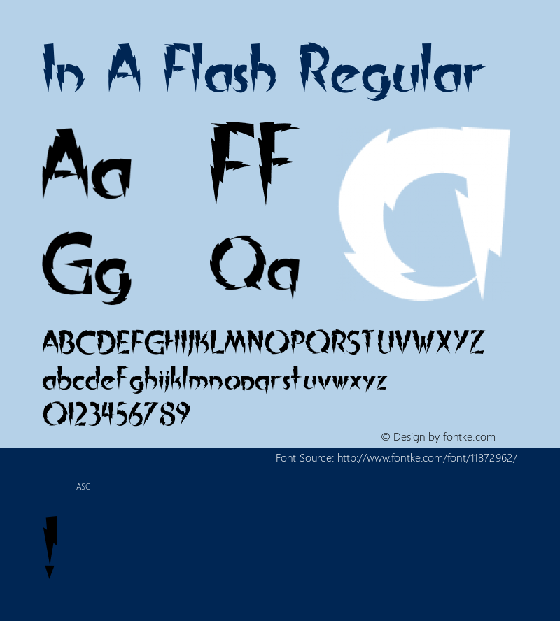 In A Flash Regular 2002; 1.0, initial release Font Sample