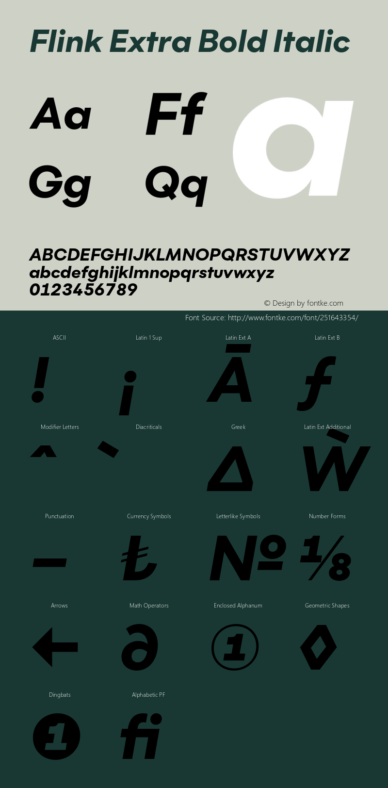 Flink Extra Bold Italic Version 1.000;PS 001.000;hotconv 1.0.88;makeotf.lib2.5.64775图片样张