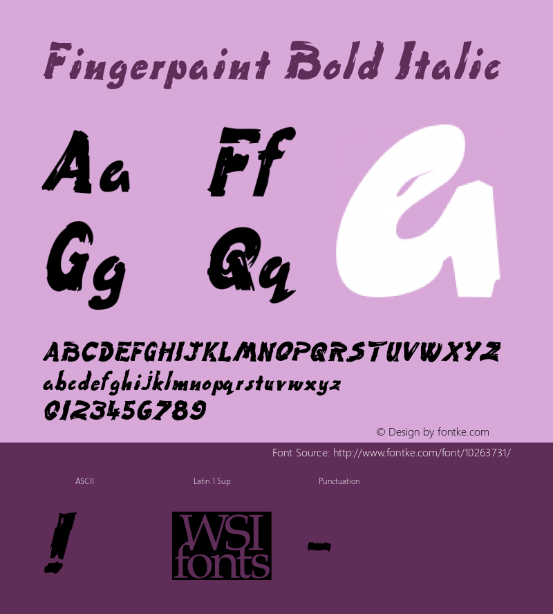 Fingerpaint Bold Italic Macromedia Fontographer 4.1 6/29/96 Font Sample