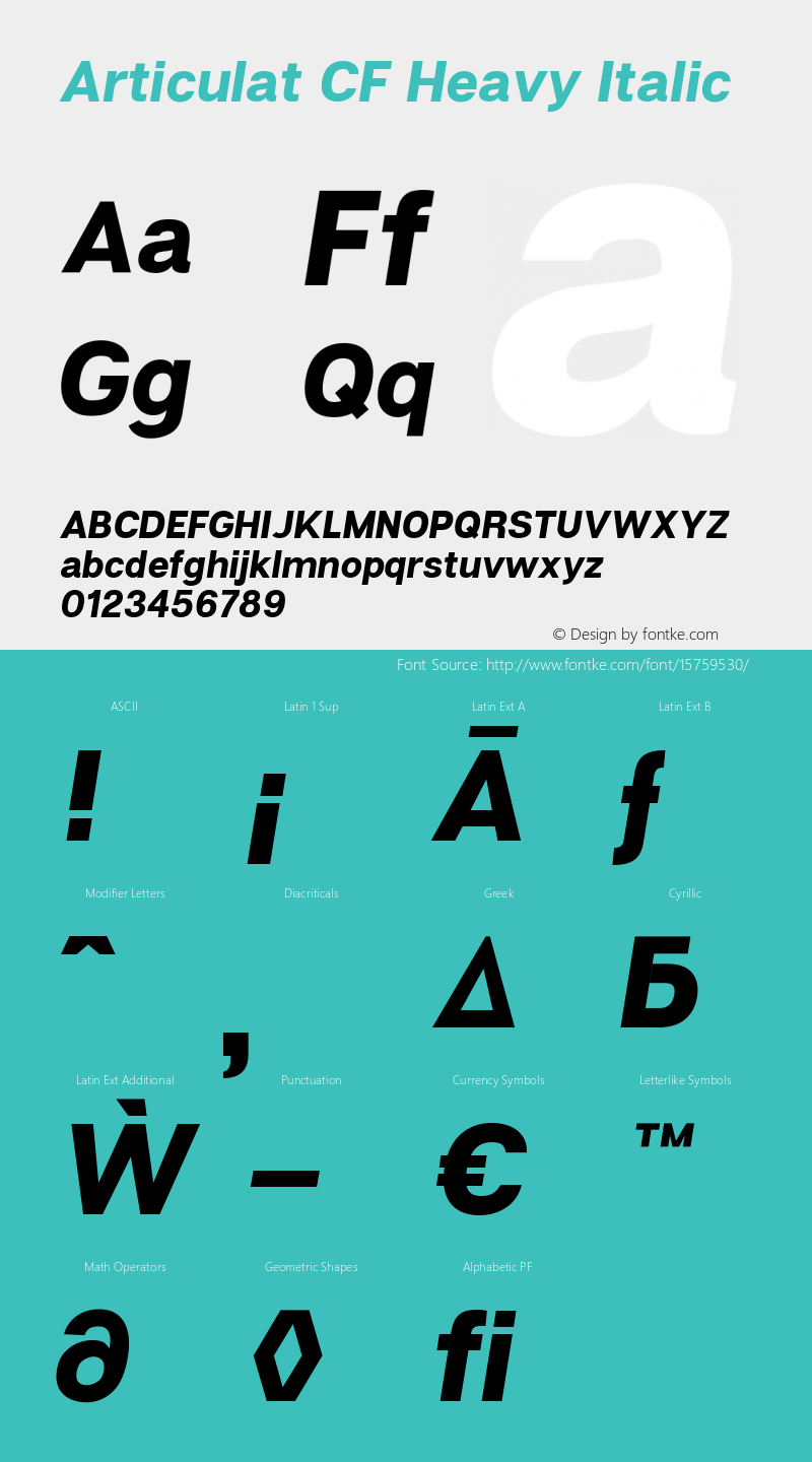 Articulat CF Heavy Italic Version 1.030 Font Sample