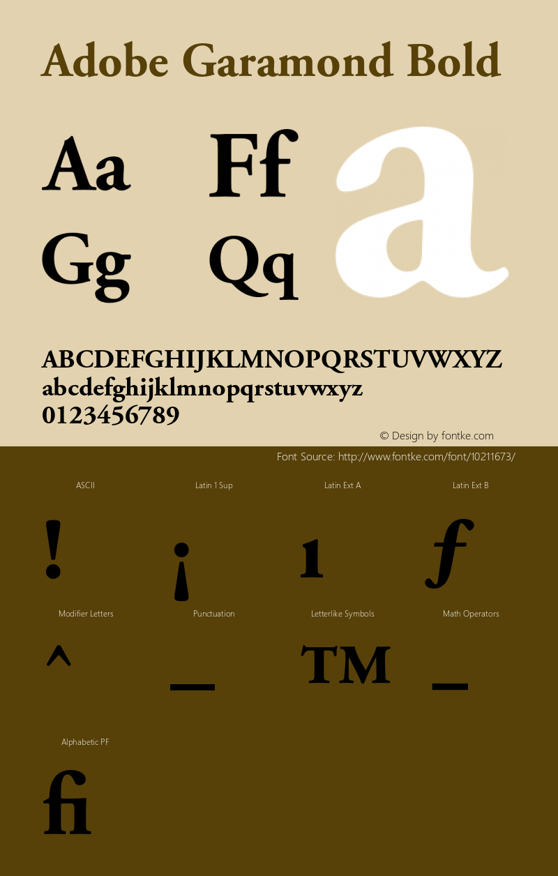 Adobe Garamond Bold 001.001 Font Sample