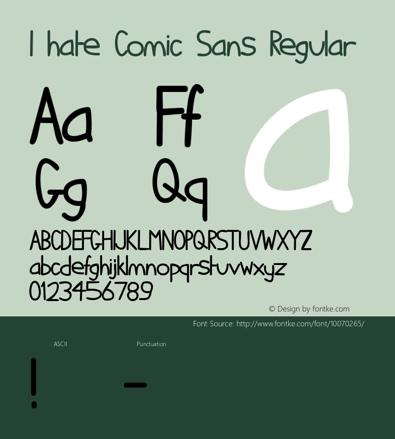 I hate Comic Sans Regular Macromedia Fontographer 4.1 1-10-98 Font Sample