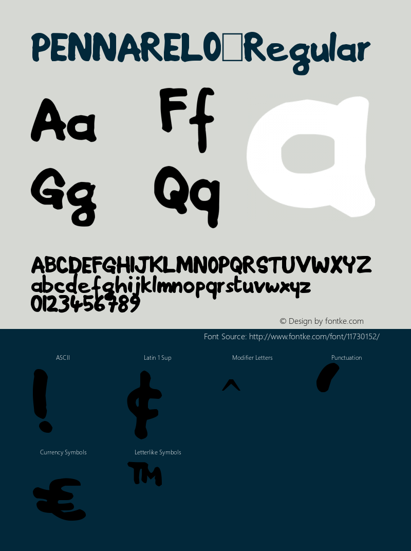 PENNARELO Regular Version 1.00 July 30, 2010, Font Sample