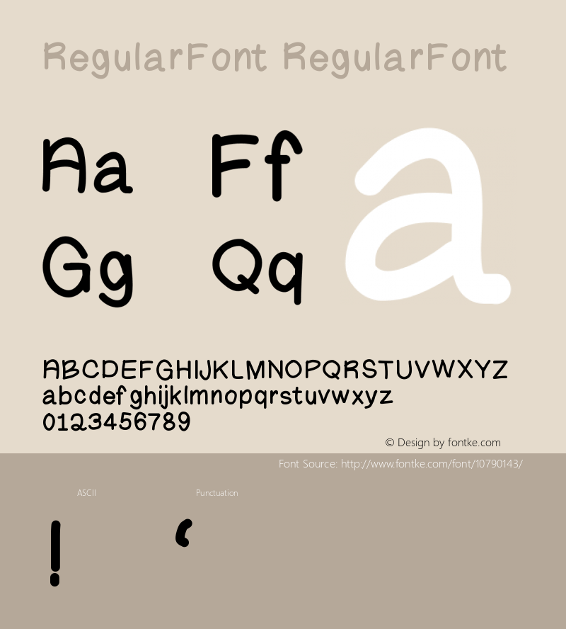 RegularFont RegularFont Version 001.000 Font Sample