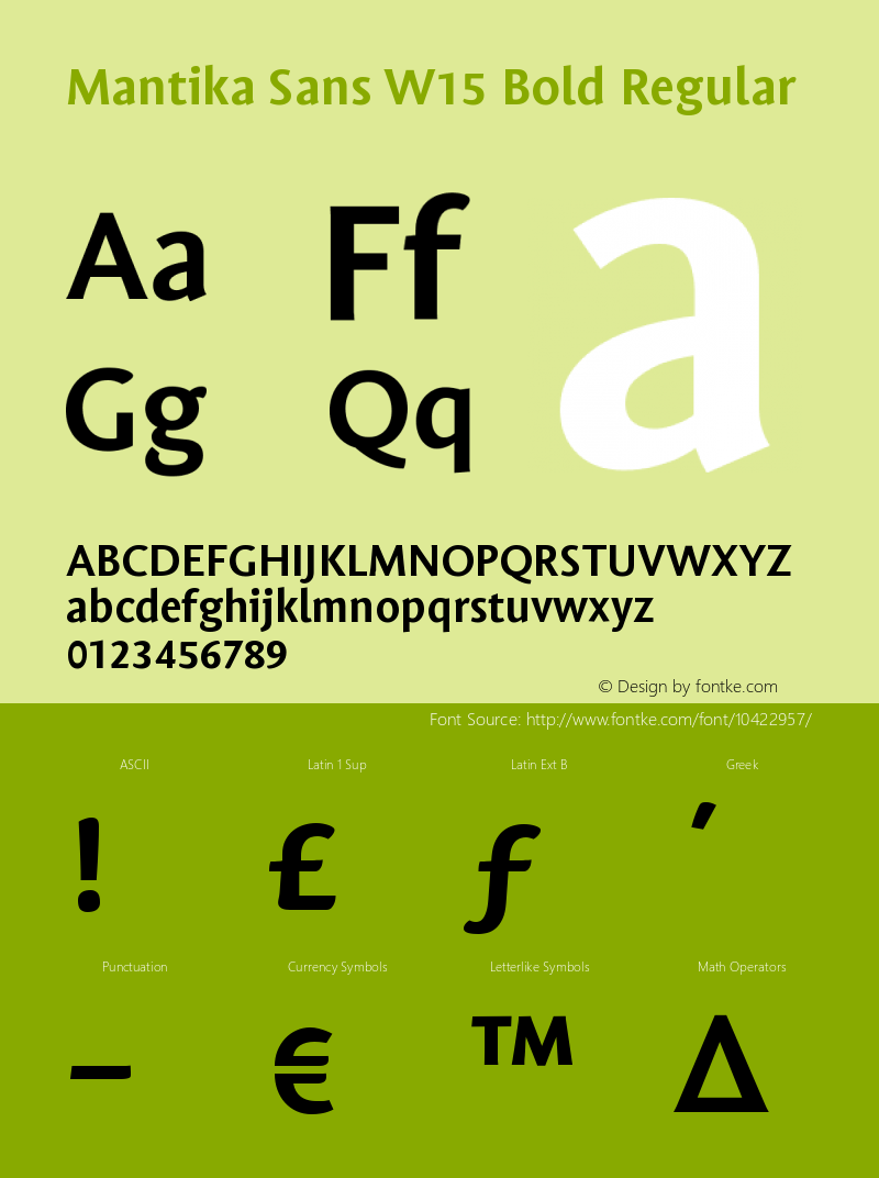 Mantika Sans W15 Bold Regular Version 1.00 Font Sample