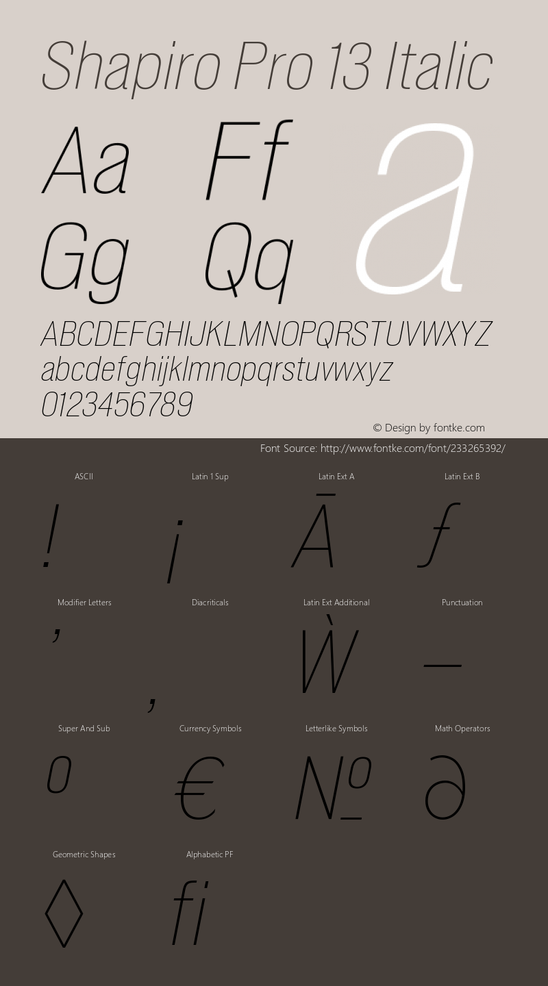 Shapiro Pro 13 Italic Version 4.000图片样张