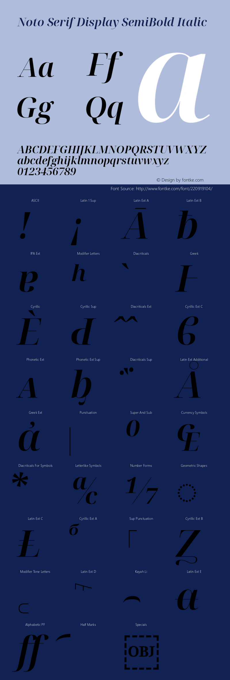 Noto Serif Display SemiBold Italic Version 2.003图片样张