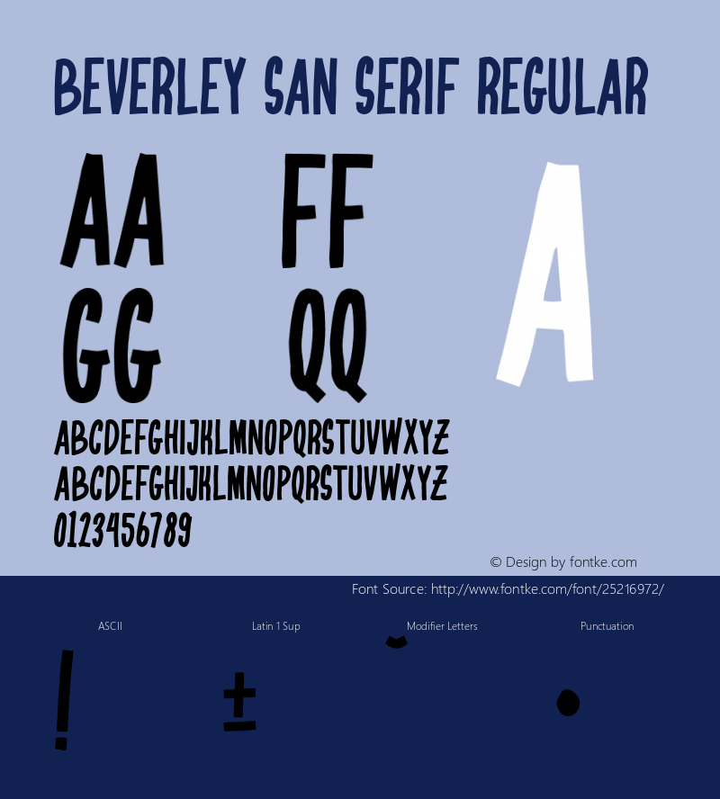 BeverleySanSerif 1.000 Font Sample