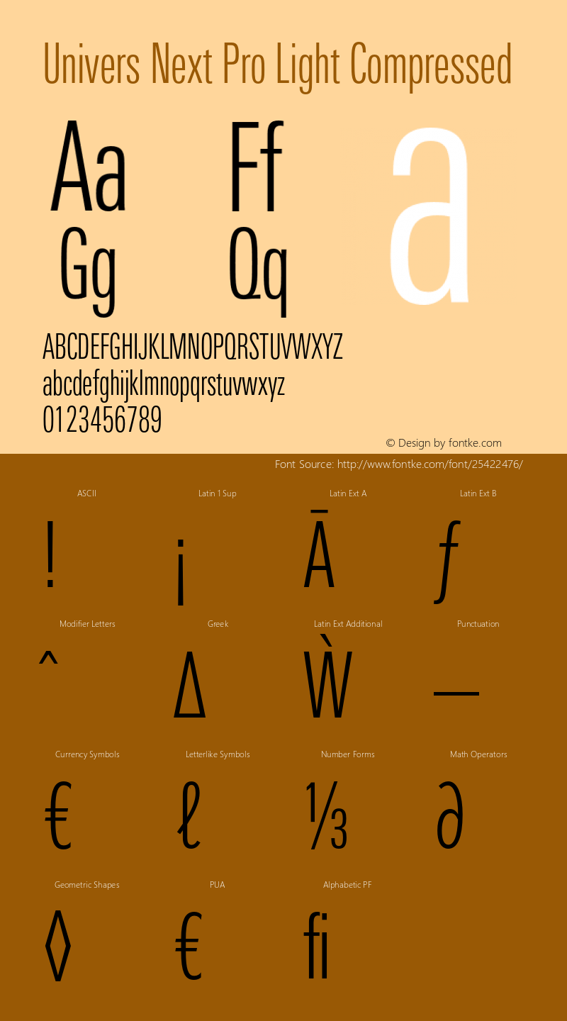 UniversNextPro-LightCm Version 1.00 Font Sample