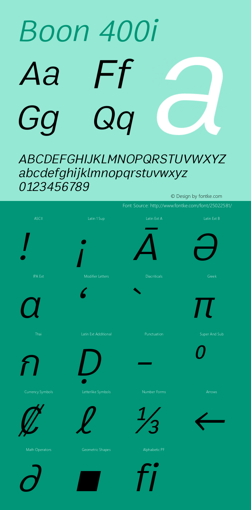 Boon 400 Oblique Version 1.0-beta1 Font Sample