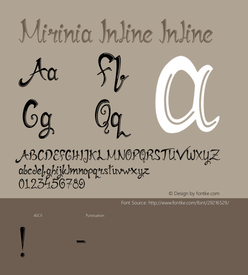 Mirinia Inline Version 1.0 Font Sample
