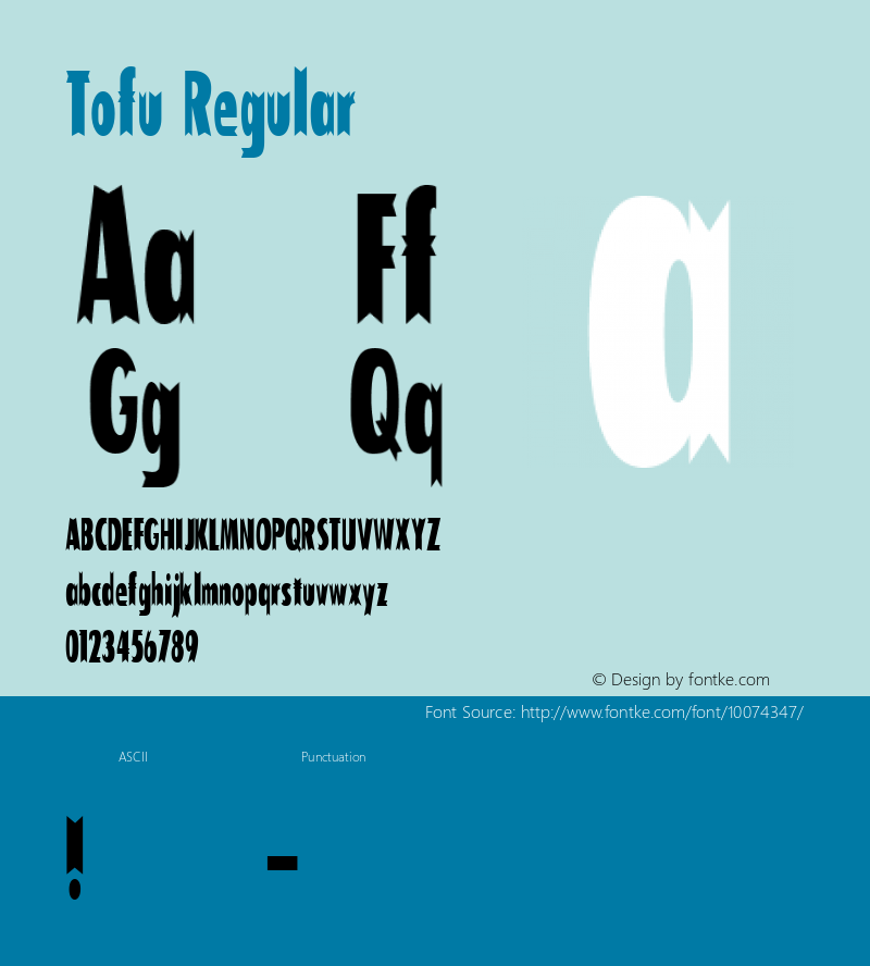 Tofu Regular Macromedia Fontographer 4.1 12/10/97 Font Sample
