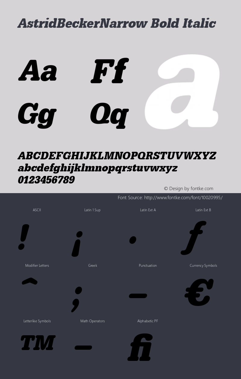 AstridBeckerNarrow Bold Italic 001.000 Font Sample