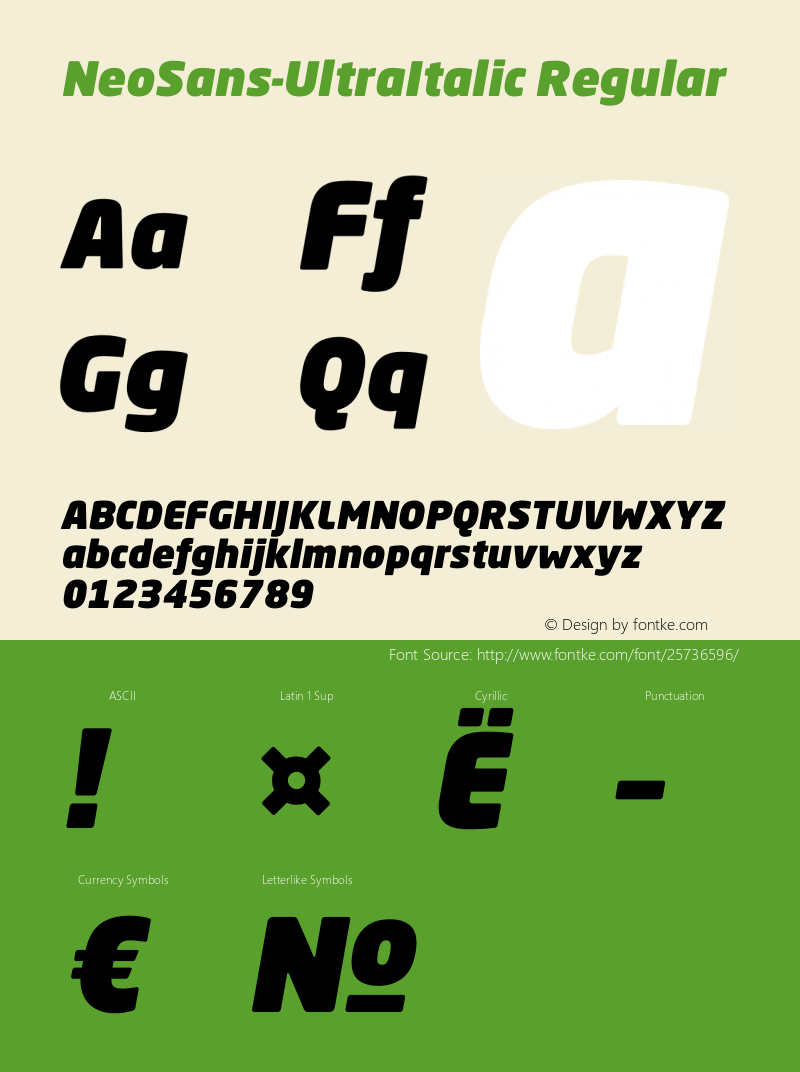 Neo Sans Ultra Italic Version 1.01 Font Sample