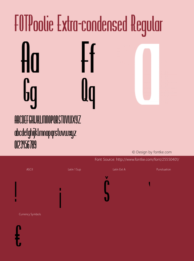 FOTPoolie-ExtracondensedRegular Version 1.000 Font Sample