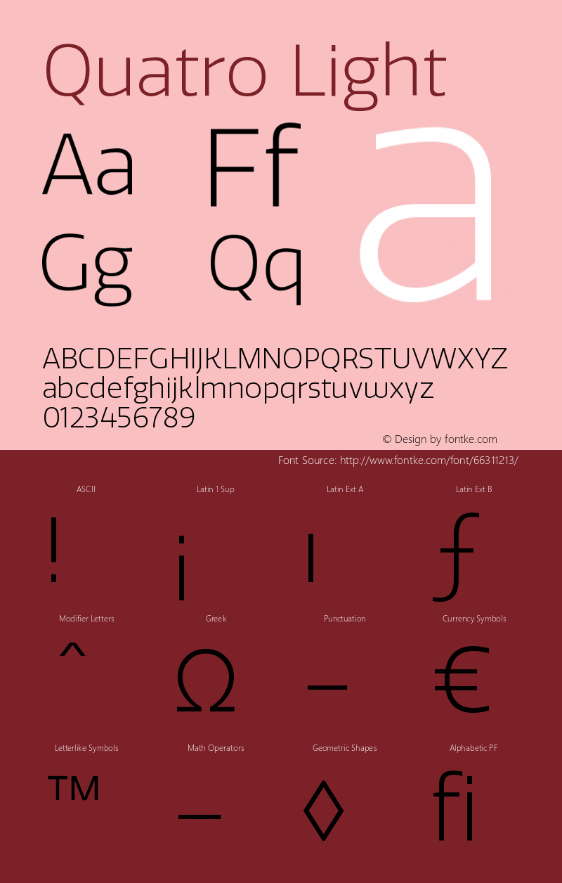 Quatro-Light Version 1.30 Font Sample