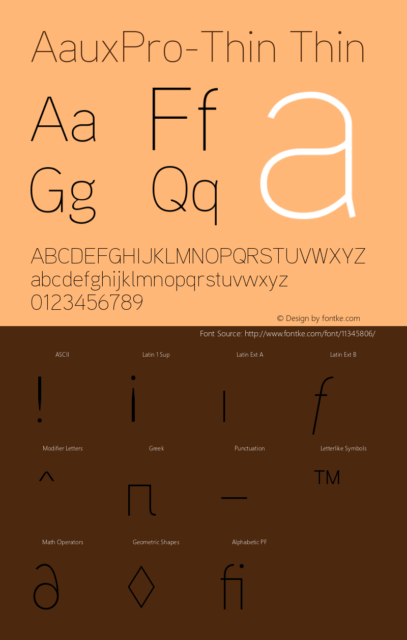 AauxPro-Thin Thin Version 001.000 Font Sample