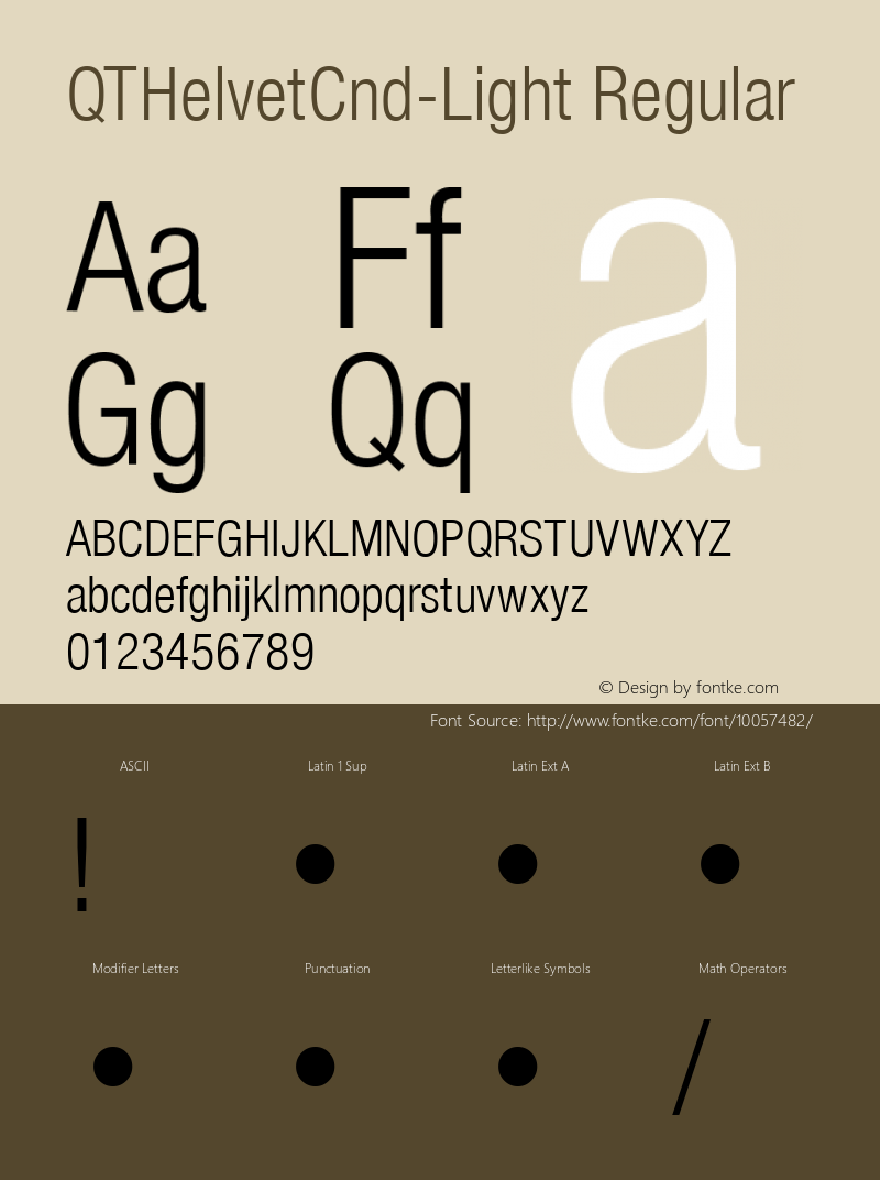 QTHelvetCnd-Light Regular QualiType TrueType font  10/6/92 Font Sample