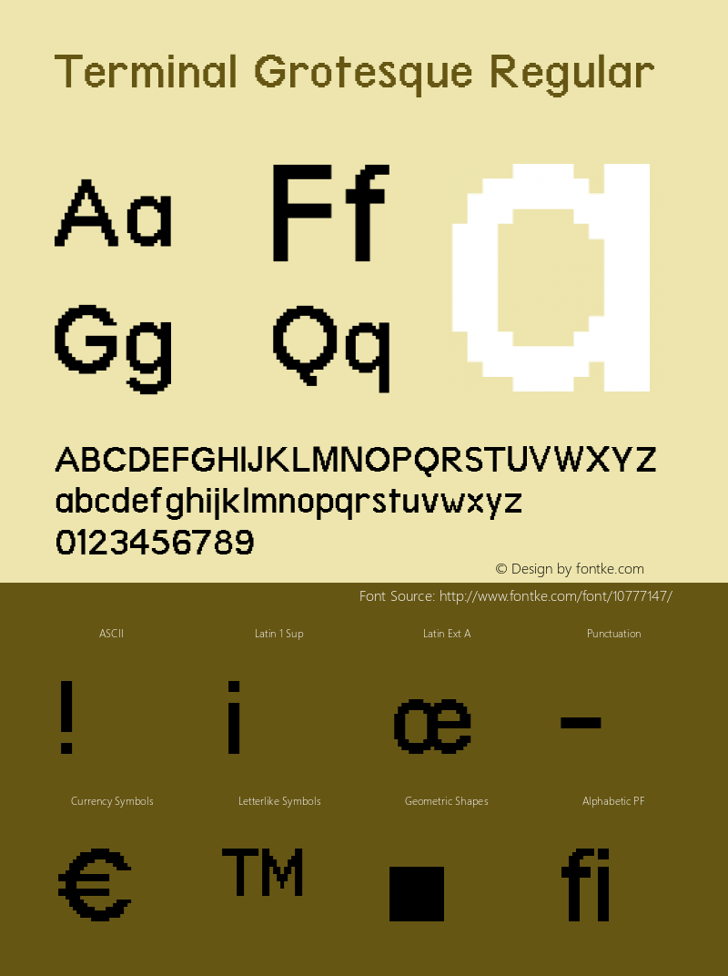 Terminal Grotesque Regular Version 1.0 Font Sample