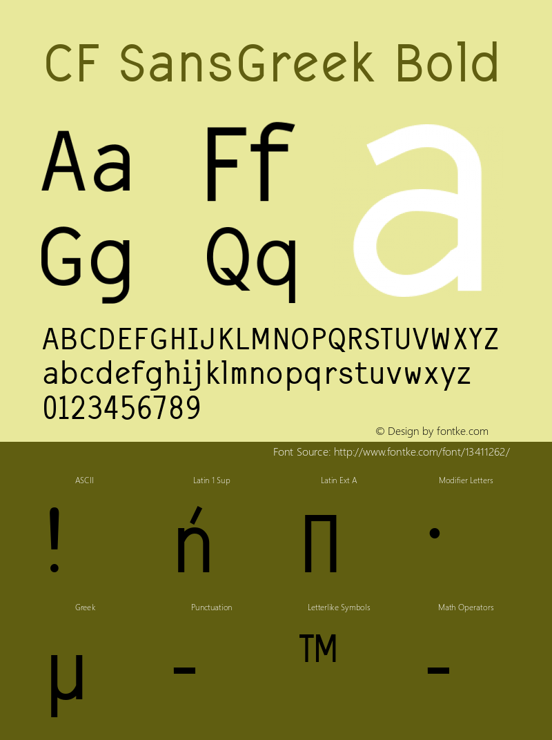 CF SansGreek Bold Macromedia Fontographer 4.1.5 29‐06‐00 Font Sample