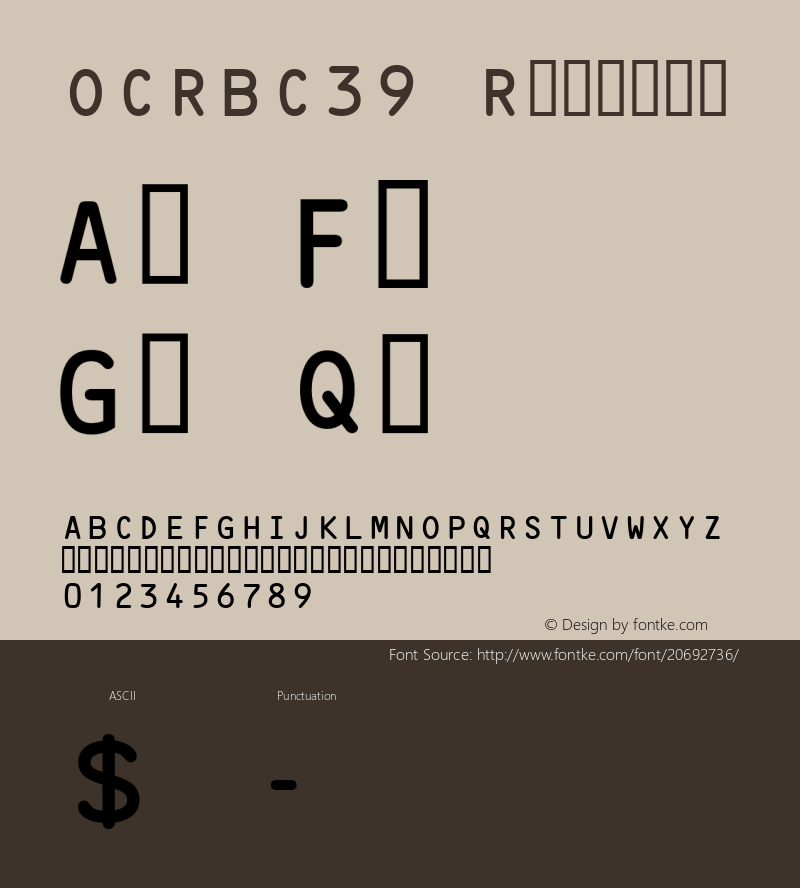 OCRBC39 5.0 Font Sample