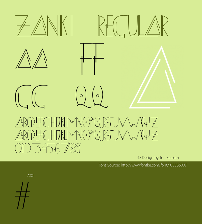 ZANKI Regular Unknown Font Sample