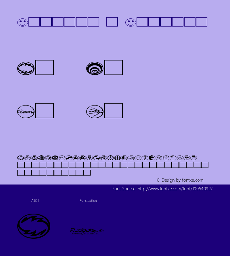 Radbats 4 Regular Shareware V1 - cbrown@eon.net.au Font Sample