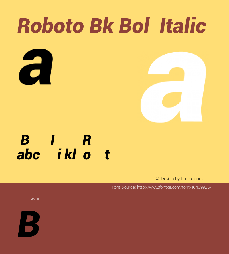 Roboto Bk Bold Italic Version 1.00000; 2011 Font Sample