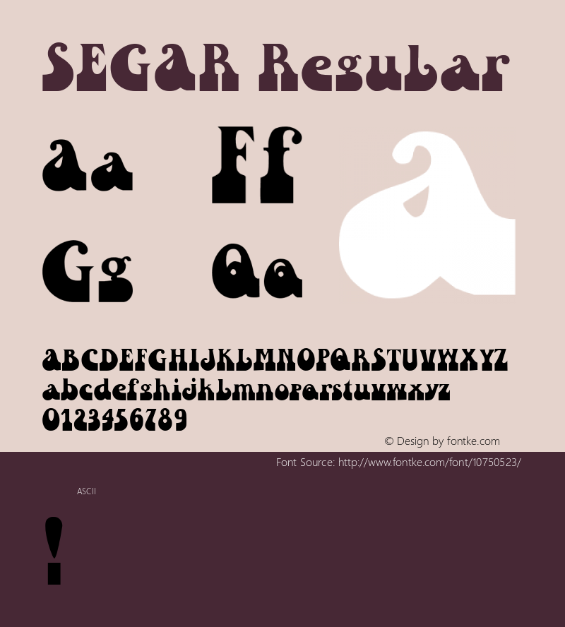 SEGAR Regular Unknown Font Sample