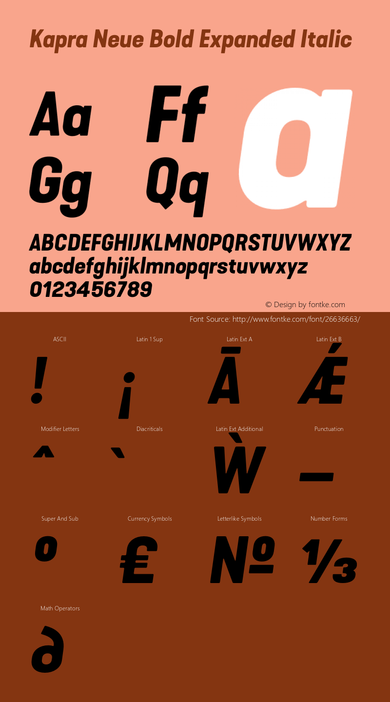 Kapra Neue Bold Expanded Italic Version 1.000;PS 001.000;hotconv 1.0.88;makeotf.lib2.5.64775 Font Sample