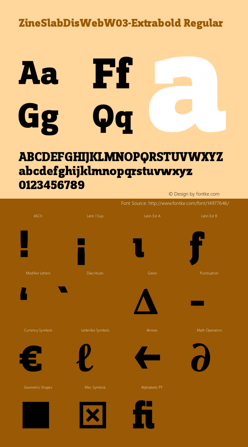 ZineSlabDisWebW03-Extrabold Regular Version 7.504 Font Sample