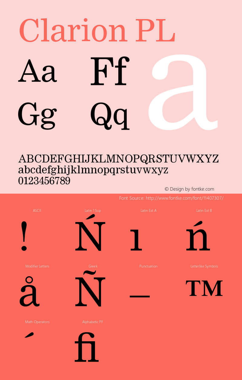 Clarion PL Version 001.000 Font Sample