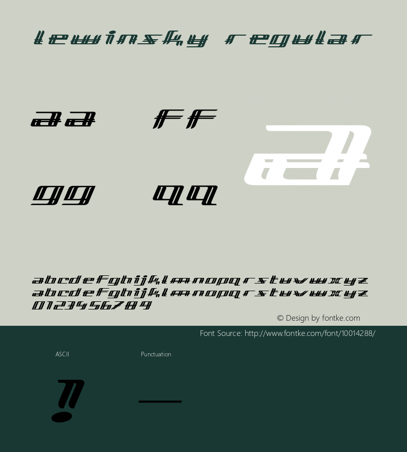 Lewinsky Regular Macromedia Fontographer 4.1 3/20/98 Font Sample