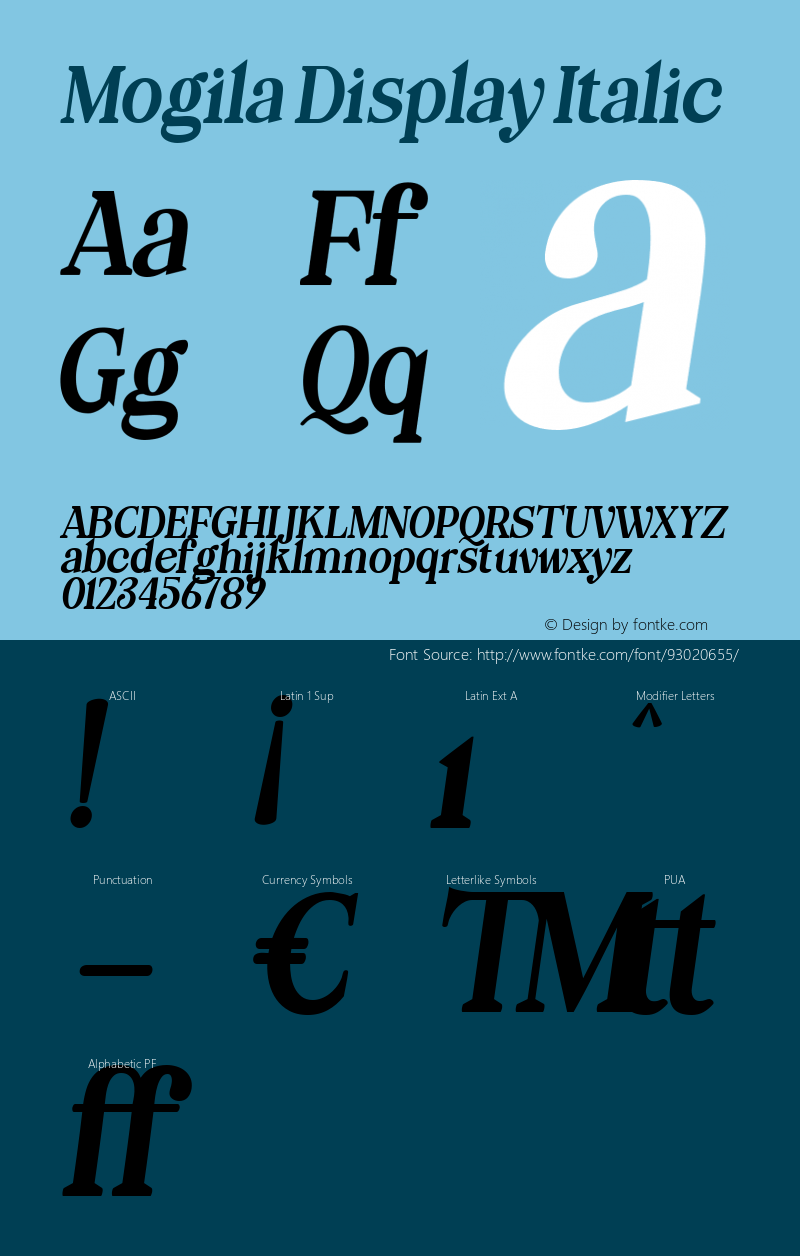 Mogila Display Italic 1.0 Font Sample