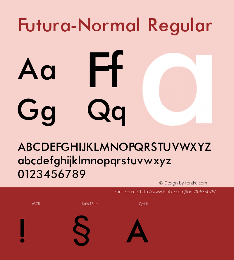 Futura-Normal Regular Converted from c:\windows\russ_fon\ST000006.TF1 by ALLTYPE Font Sample