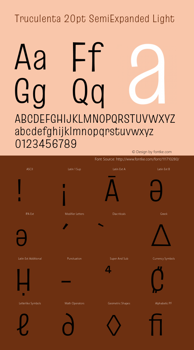 Truculenta 20pt SemiExpanded Light Version 1.002 Font Sample