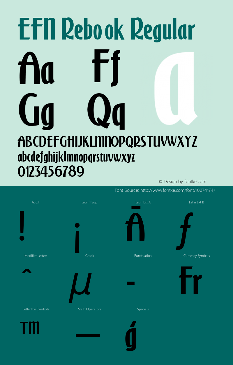 EFN Rebook Regular Version 2.0; 2000 Font Sample