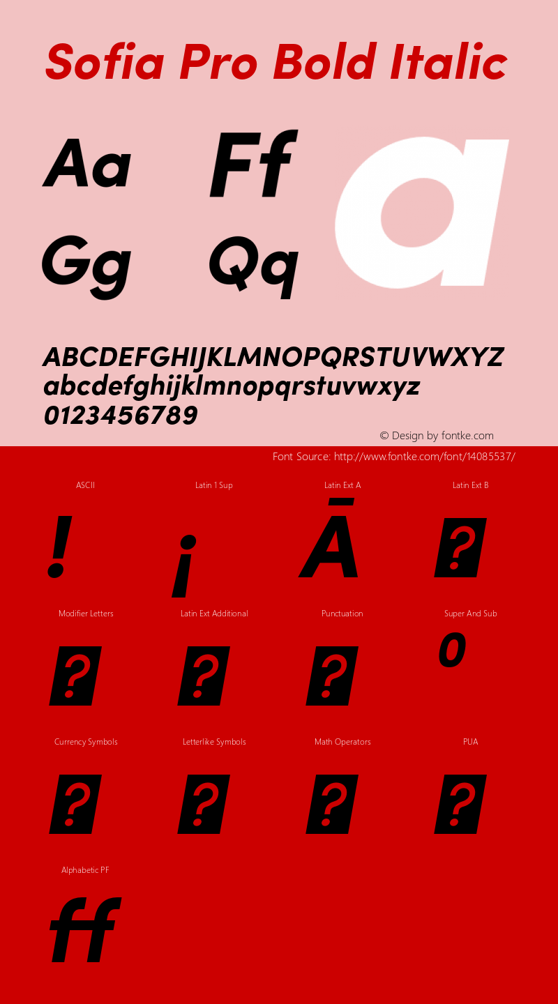 Sofia Pro Bold Italic Version 2.000 Font Sample