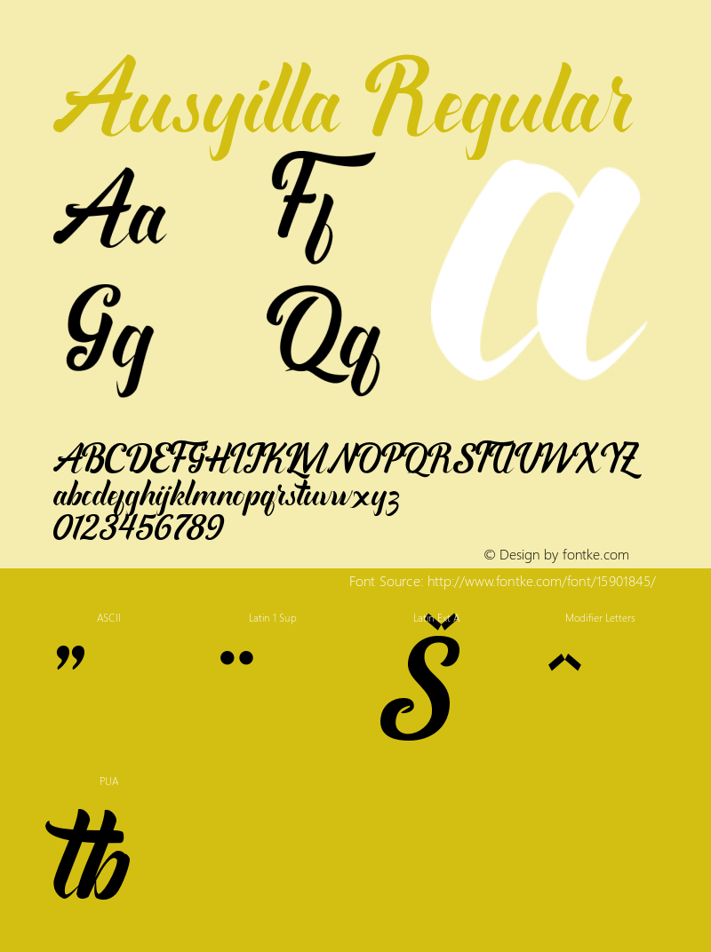 Ausyilla Regular Version 1.000 Font Sample