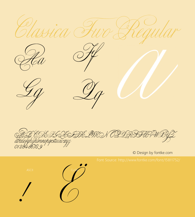 Classica Two Regular Version 1.000 2006 initial release; ttfautohint (v1.4.1) Font Sample