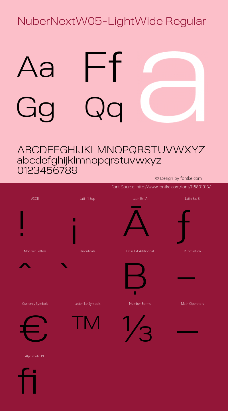 NuberNext W05 Light Wide Version 1.00 Font Sample