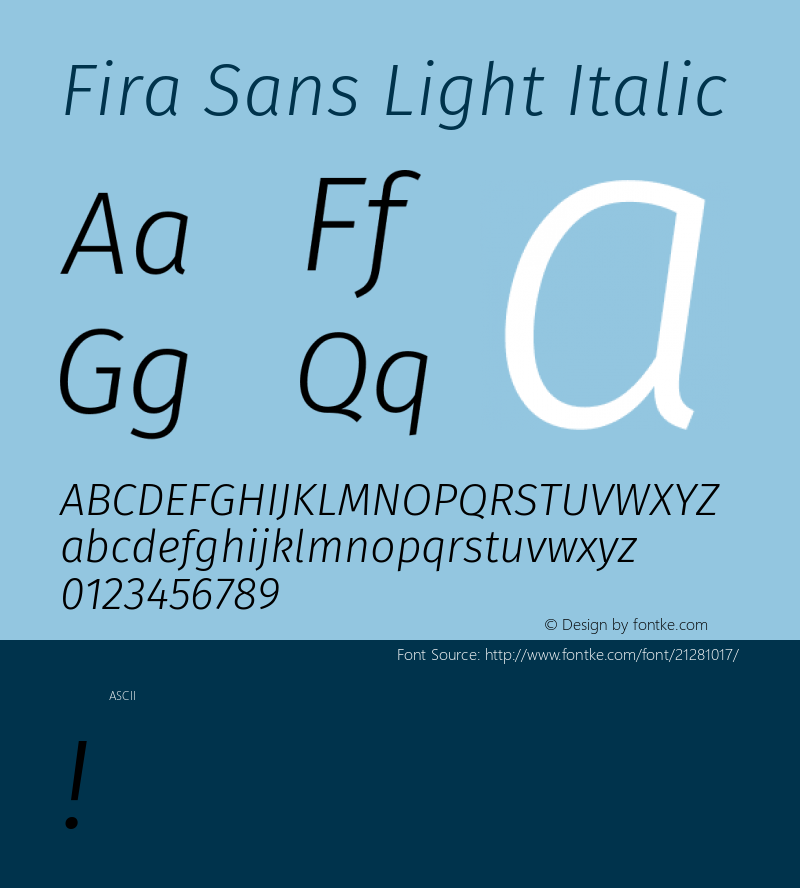 FiraSansLight Version 1.0 Font Sample