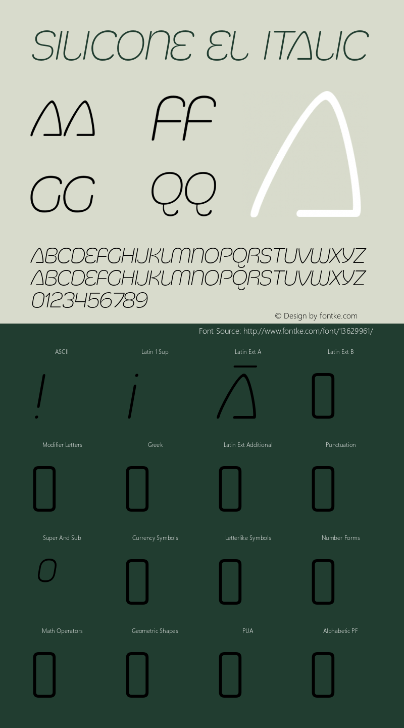 Silicone El Italic OTF 1.000;PS 001.001;Core 1.0.29 Font Sample