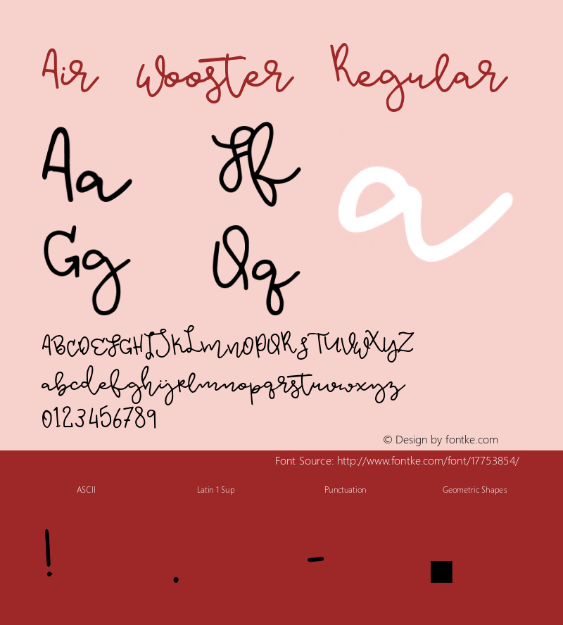 Air Wooster Regular Version 1.000;PS 001.000;hotconv 1.0.88;makeotf.lib2.5.64775 Font Sample