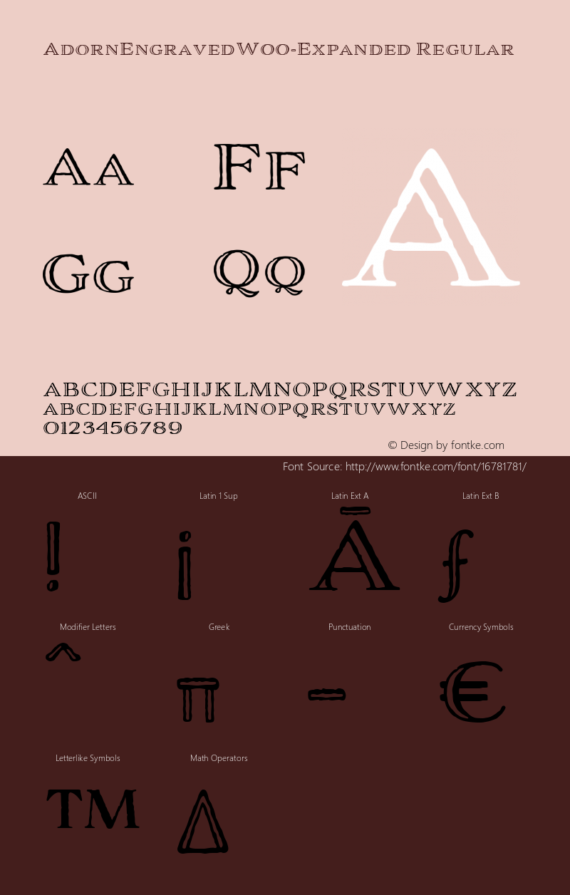 AdornEngravedW00-Expanded Regular Version 1.00 Font Sample